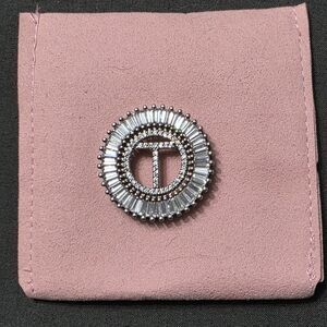 Estate - Brilliant White Stones - Circular T Initial Pendant - Item 308